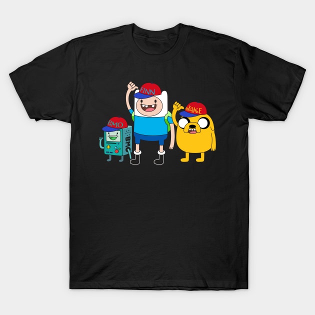 Finn Jake BMO baseball caps T-Shirt by Plushism